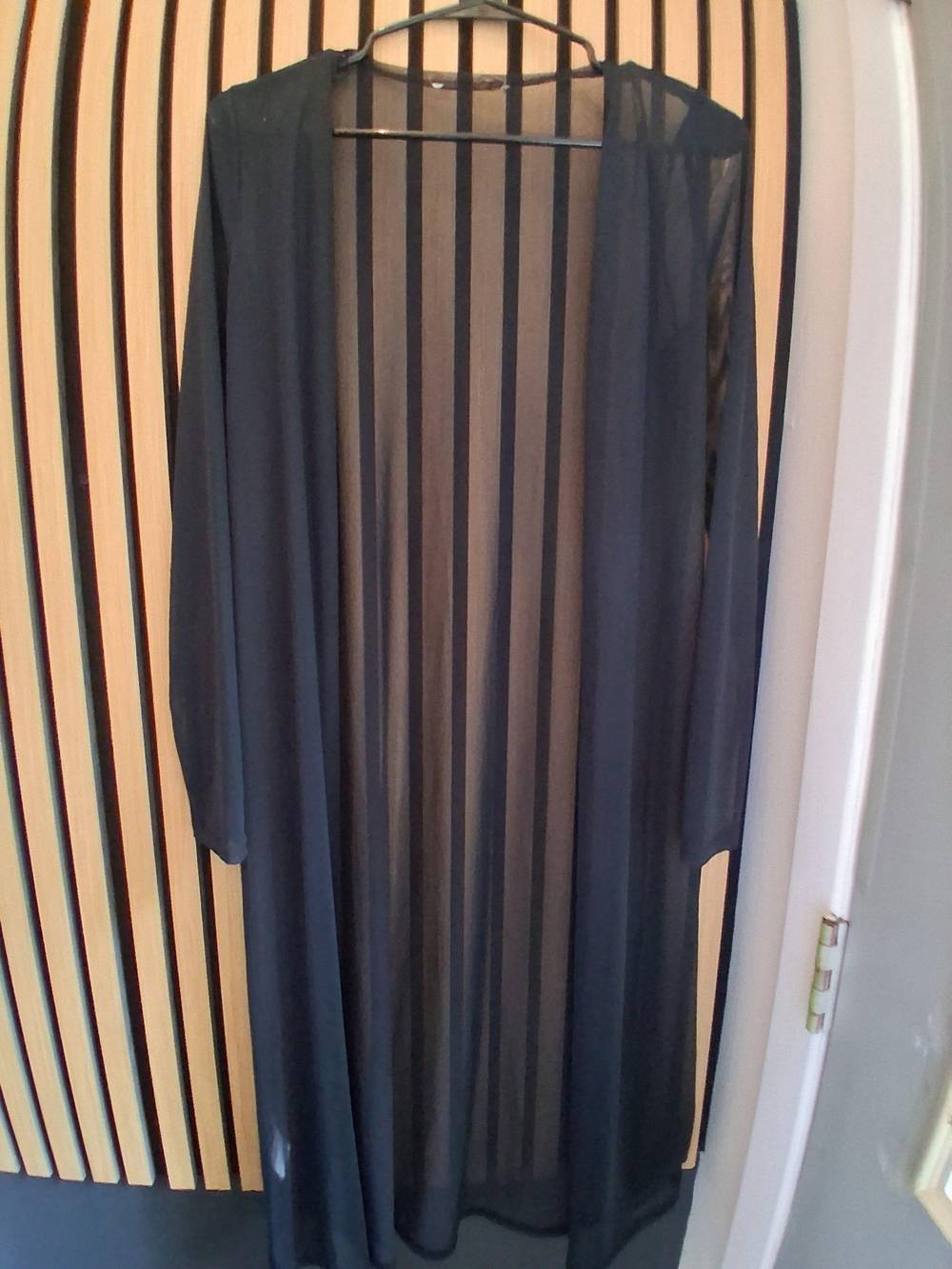 Black Sheer Longline Open Front Dress